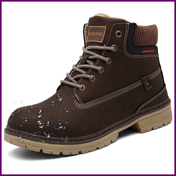 Warm Fur Lined Ankle Boots Waterproof Anti-Slip Hiking Trekking Shoes